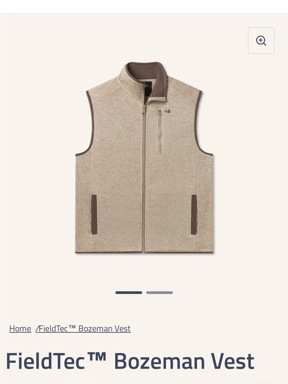 Southern Marsh Heather Beige Fleece Vest with Brown Trim